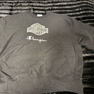 Harley Davidson Champion Black Reverse Weave Sweatshirt - Size L